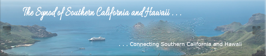 Closure: Synod of Southern California and Hawaii...connecting Southern California and Hawaii on Pscific Ocean background